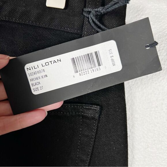 NWT NIli Lotan Black Archer High Rise Straight Leg Jeans Size 27 - Picture 9 of 11